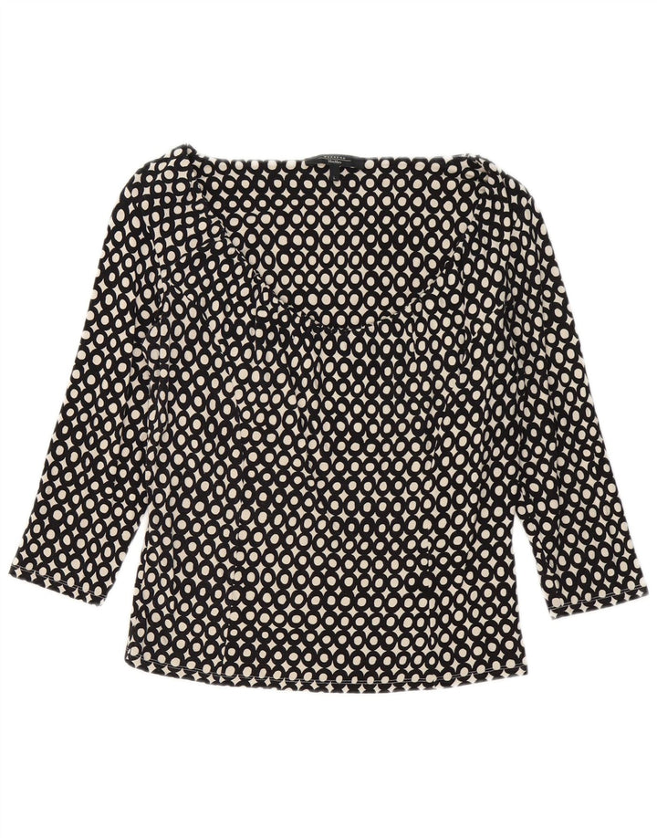 Max Mara Haut de week-end pour femme à manches 3/4 UK 14 Large Noir Géométrique Viscose