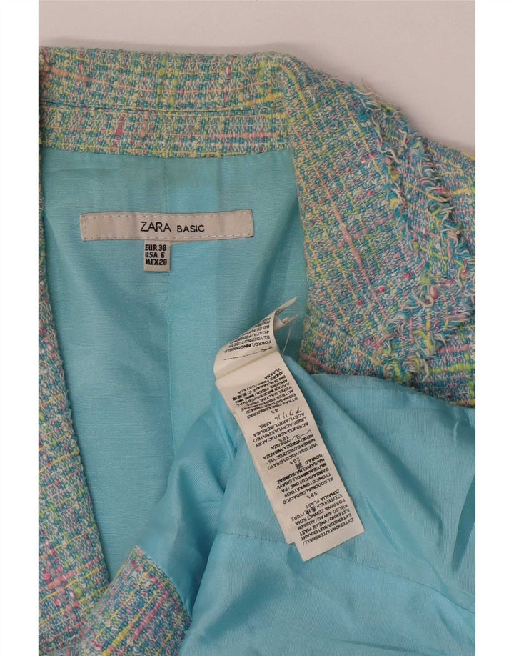 Zara Veste blazer à manches 3/4 pour femme EU 38 Petit carreaux multicolores