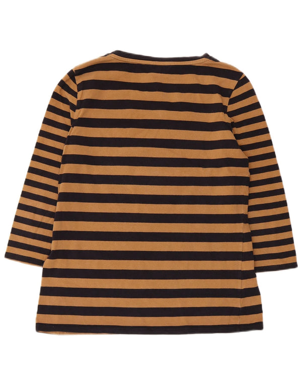 Hobbs Womens Top 3/4 Sleeve UK 14 Large Brown Striped