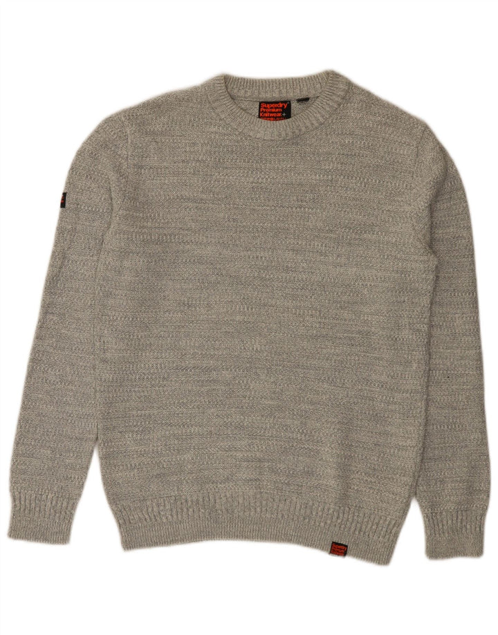 Superdry Pull Ras du Cou Pull Homme Gris Moyen Coton
