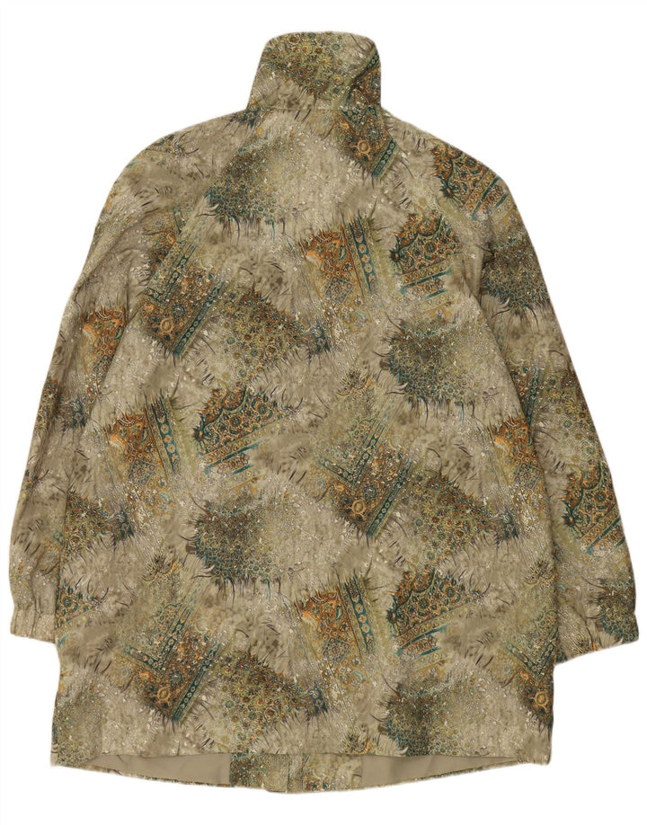 vintage Femmes Coupe-Vent Manteau UK 20 2XL Vert Floral Polyester
