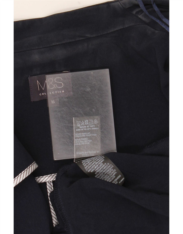 Marks & Spencer Veste Blazer Ouverte Femme UK 16 Large Bleu Marine Polyester