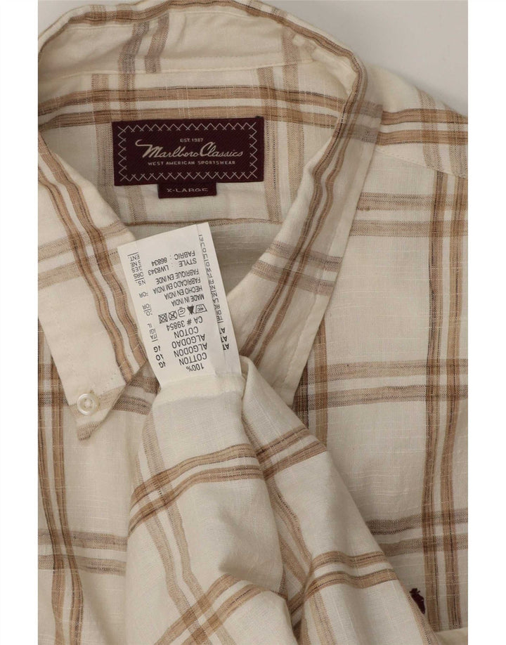 Marlboro Classics Chemise Homme XL Blanc Carreaux Coton