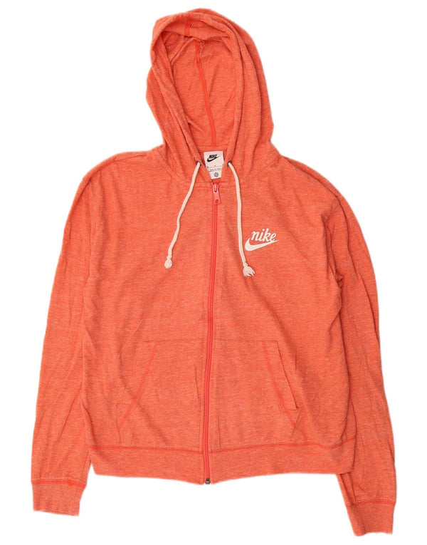 Nike Pull à capuche zippé pour femme UK 14 Coton moucheté orange moyen
