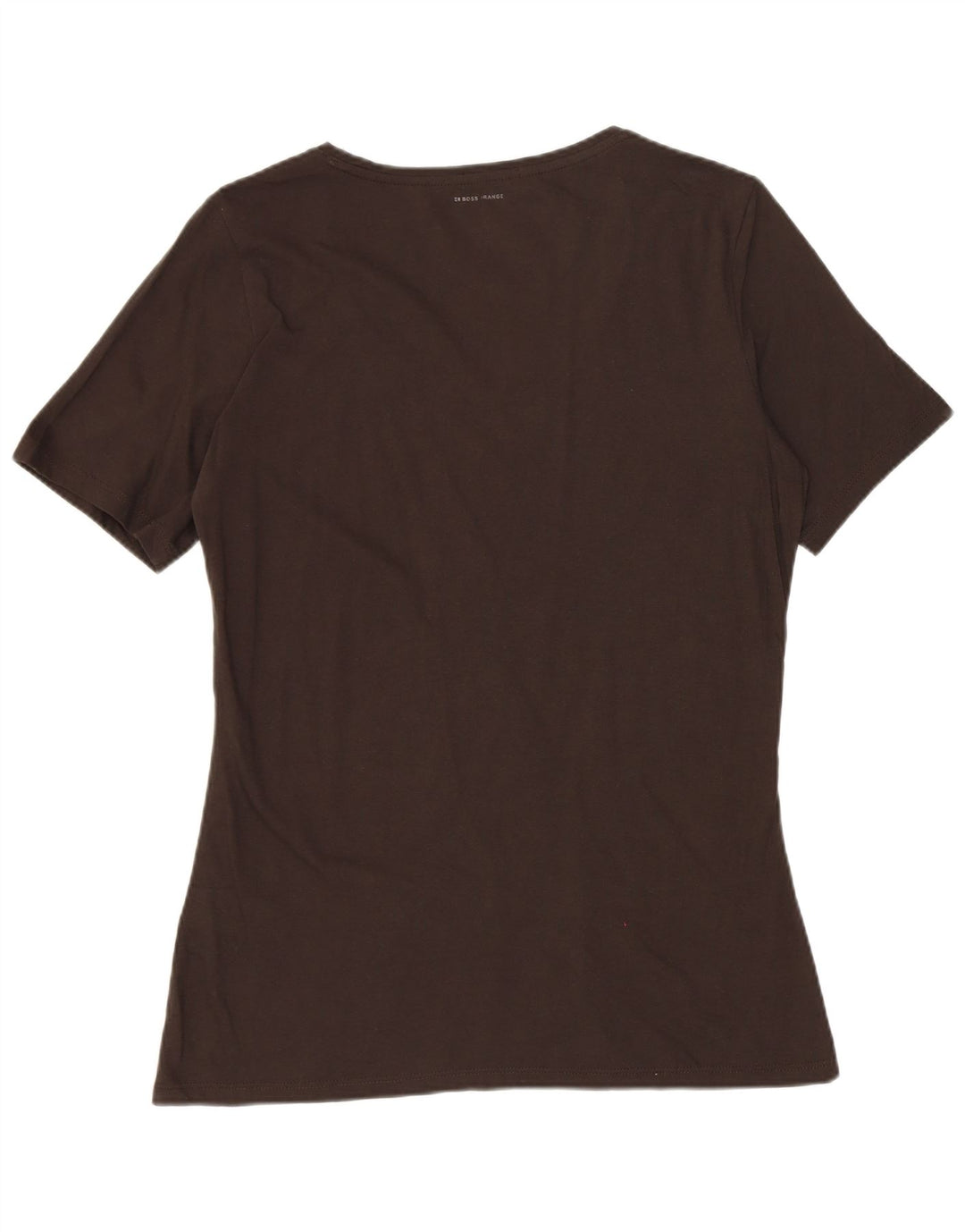 HUGO BOSS Haut T-Shirt Graphique Femme UK 12 Marron Moyen Coton