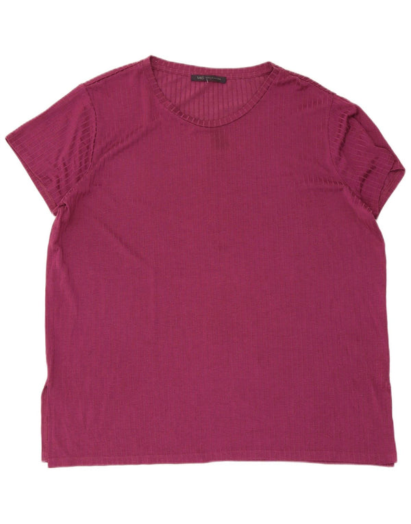 Marks & Spencer T-Shirt Femme Top UK 18 XL Violet Pinstripe Viscose