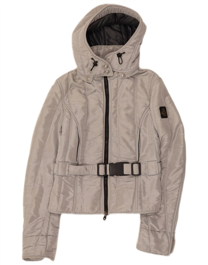 REFRIGIWEAR Veste bomber à capuche Cruz pour femme UK 14 Large Argent Polyester