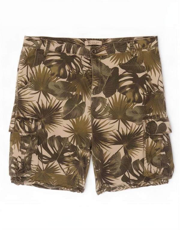 Zara Short Cargo Homme EU 44 Large W34 Vert Floral Coton
