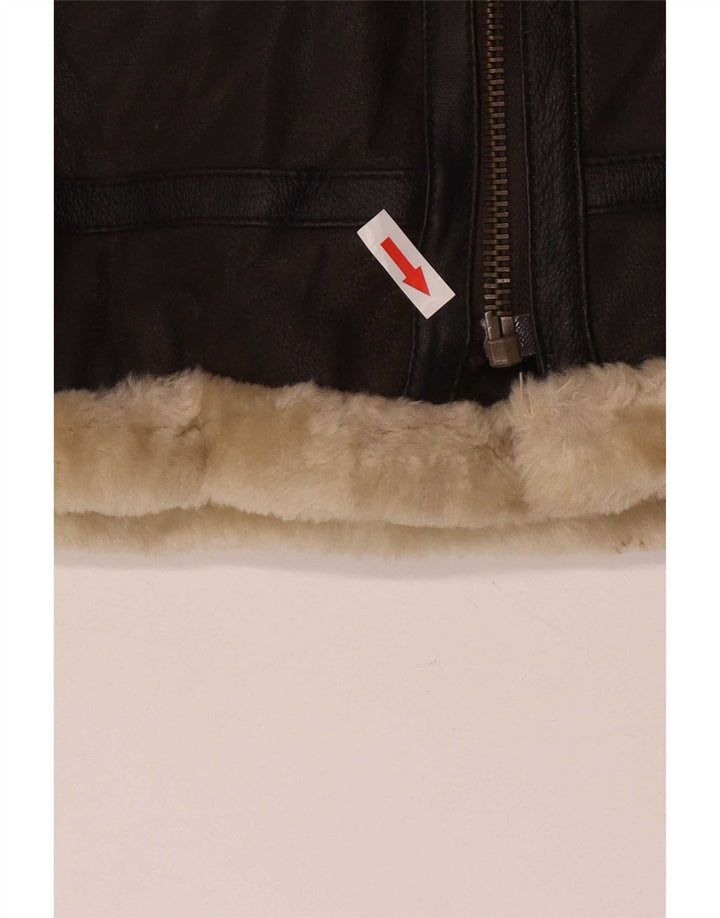 Conbipel Veste en peau de mouton pour femme UK 16 Grand cuir marron