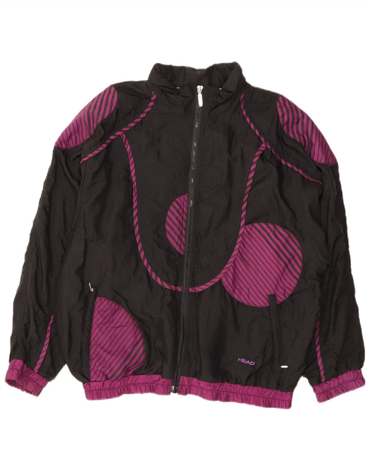 HEAD Veste de survêtement surdimensionnée pour femme UK 18 XL Noir Géométrique