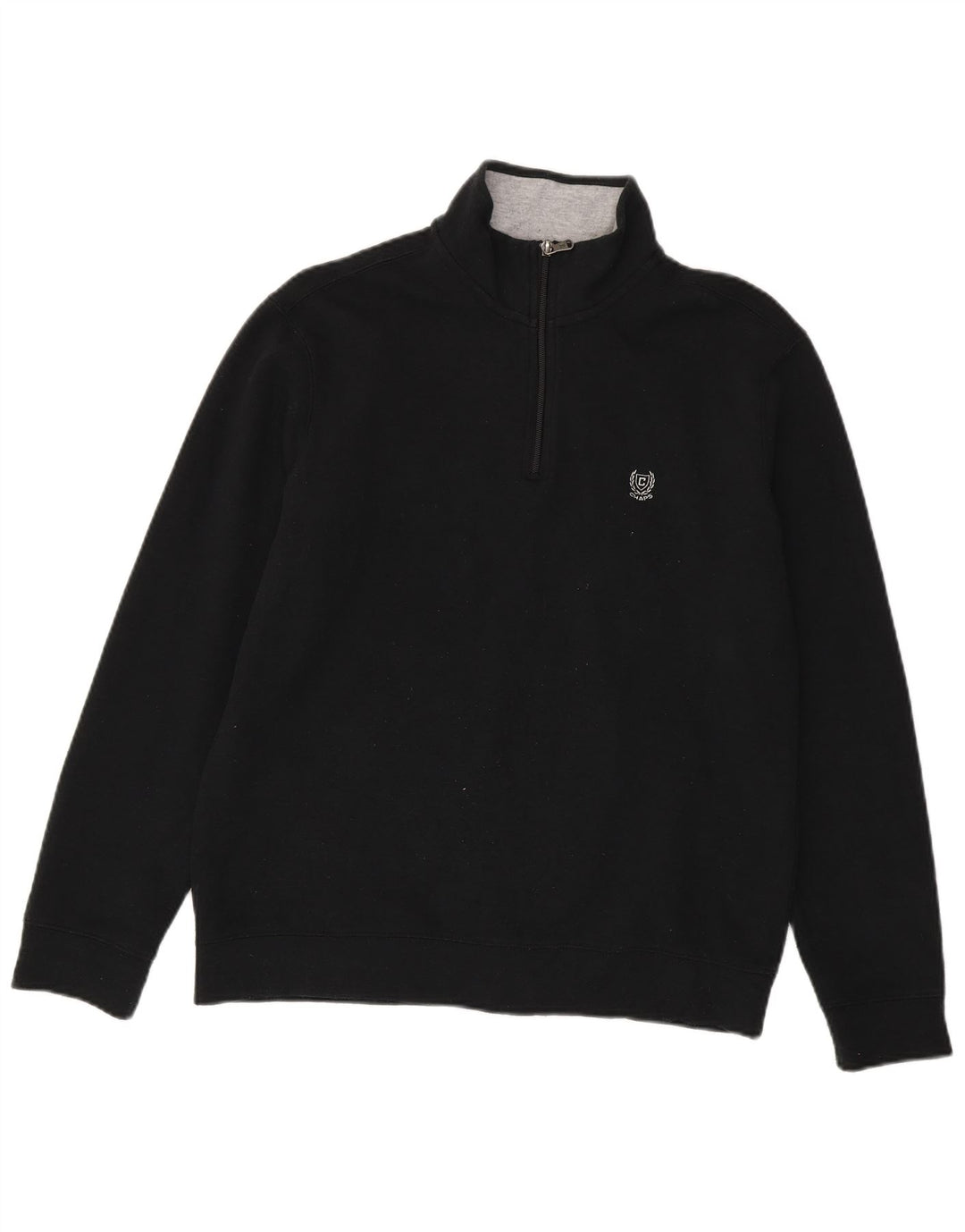 Chaps Sweat-shirt à col zippé pour femme UK 16 Large Noir Coton