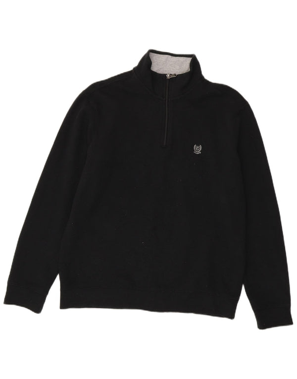 Chaps Sweat-shirt à col zippé pour femme UK 16 Large Noir Coton