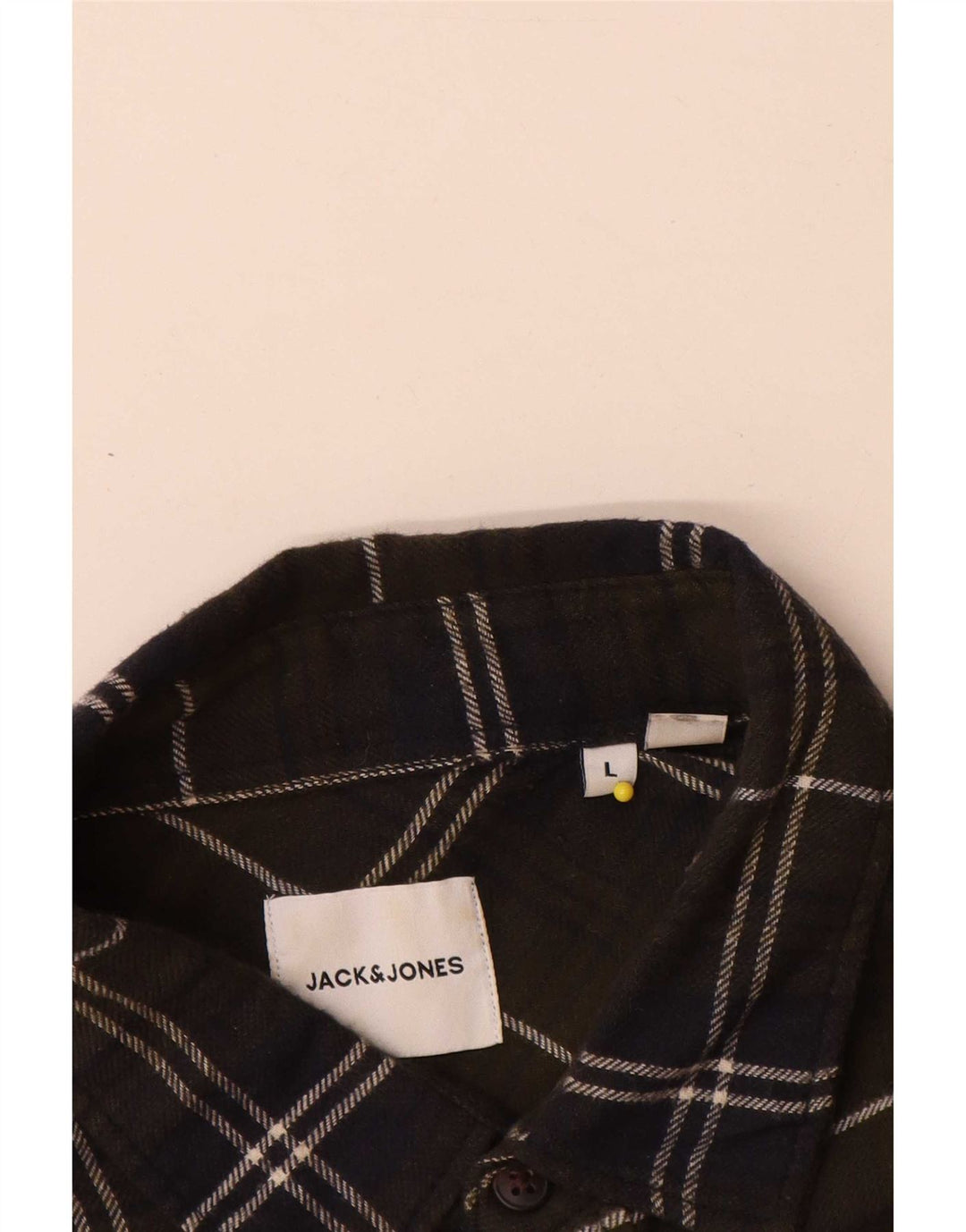 Jack & Jones Chemise en flanelle pour hommes, grand carreaux en coton kaki