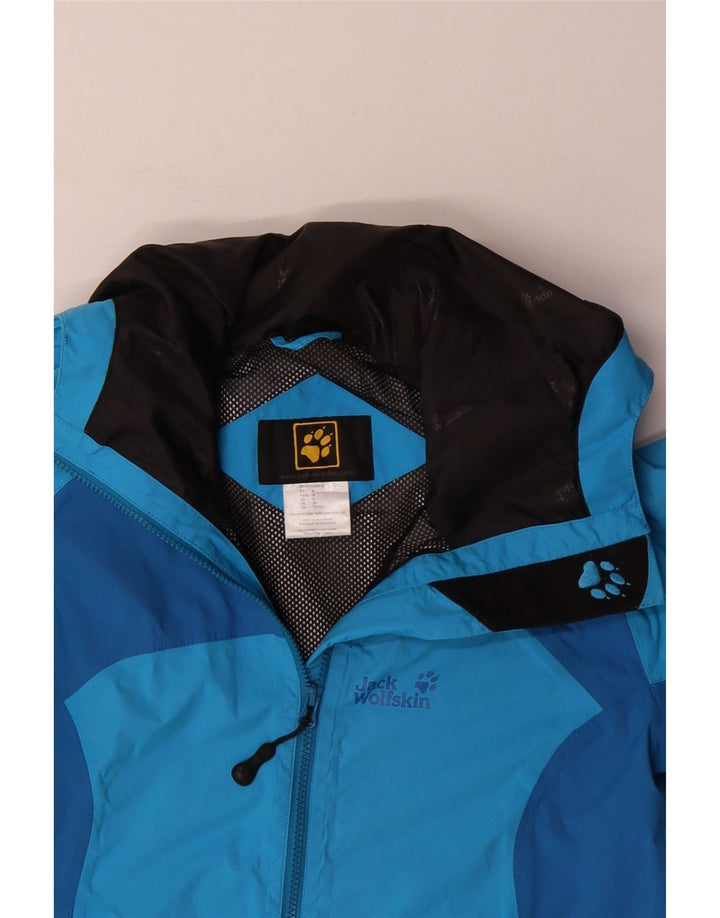 Jack Wolfskin Veste de pluie à capuche pour homme UK 34 Small Bleu Colorblock
