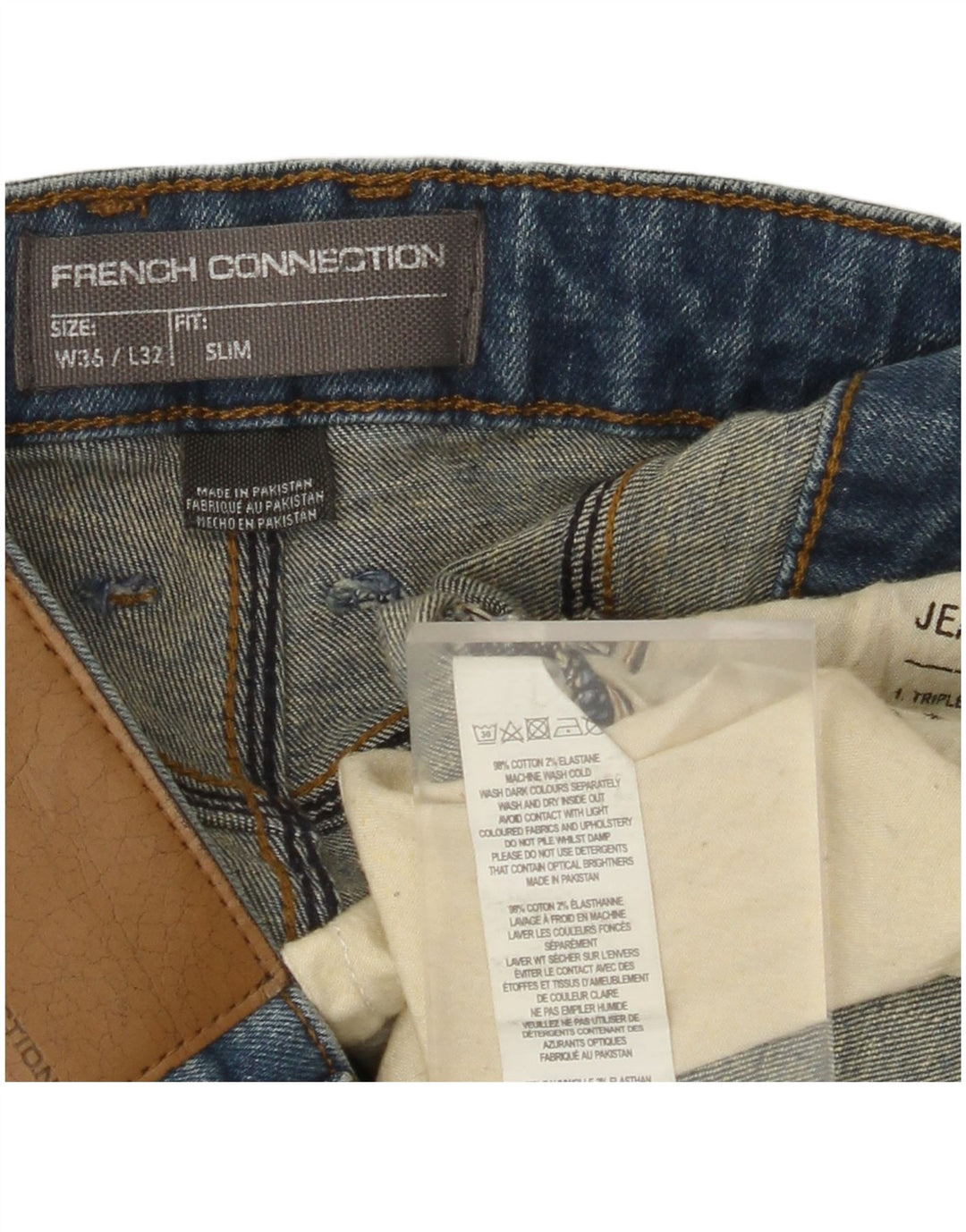 FRENCH CONNECTION Jean Slim Homme W36 L29 Bleu Coton