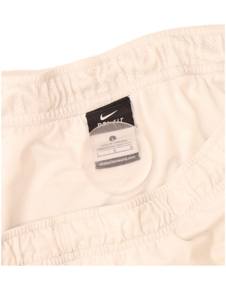 Nike Short de sport Dri Fit pour homme en polyester blanc cassé Taille L
