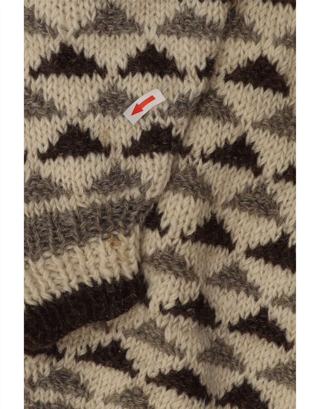 vintage Mens Crew Neck Jumper Pull Moyen Blanc Cassé Géométrique