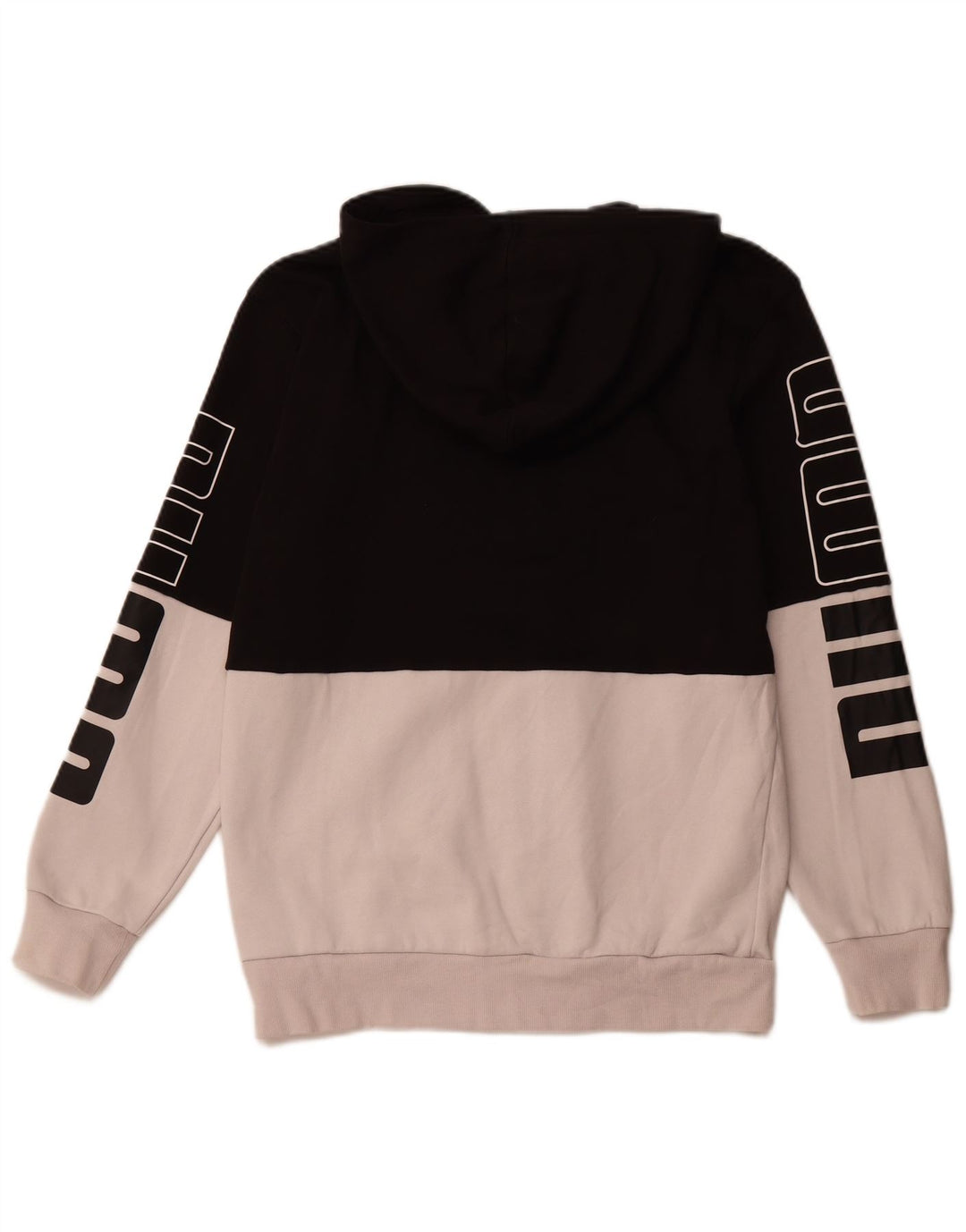 PUMA Sweat à capuche graphique zippé pour homme, petit, en coton color block, noir