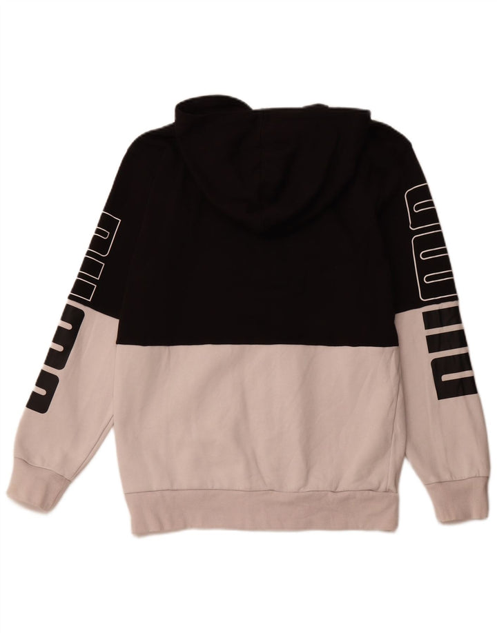 PUMA Sweat à capuche graphique zippé pour homme, petit, en coton color block, noir