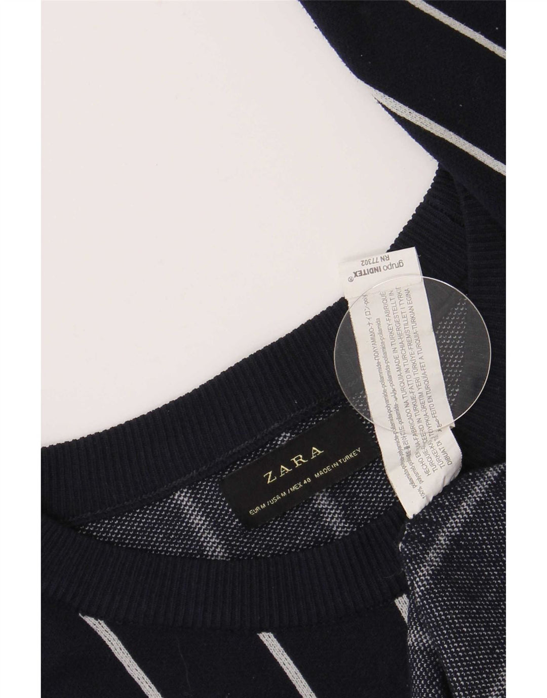 Zara Pull coupe classique à col bateau pour homme Bleu marine rayé