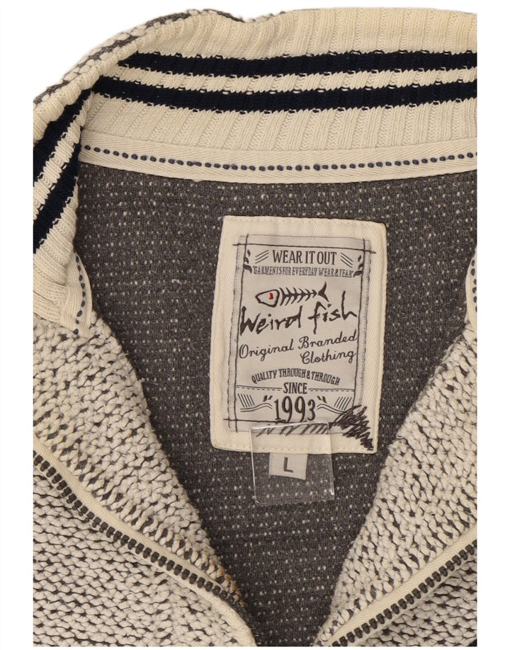Weird Fish Pull à col zippé pour homme Gris Taille L