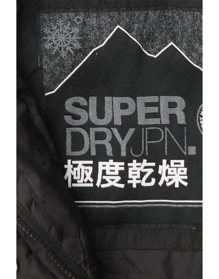 Superdry Veste matelassée à capuche pour femme UK 14 Medium Noir Polyester