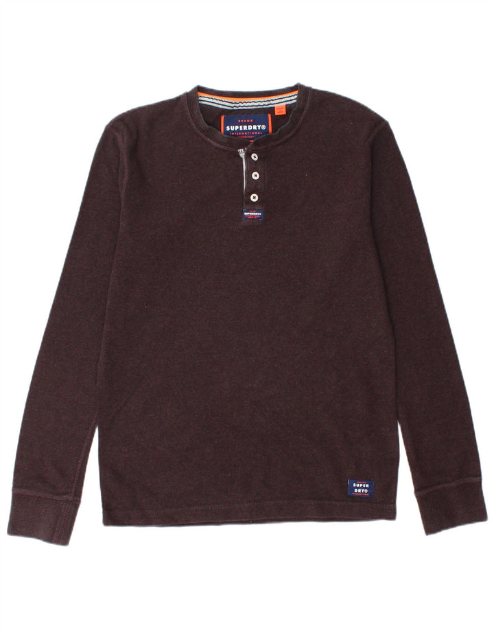 SUPERDRY Haut à manches longues pour homme en coton bordeaux moyen