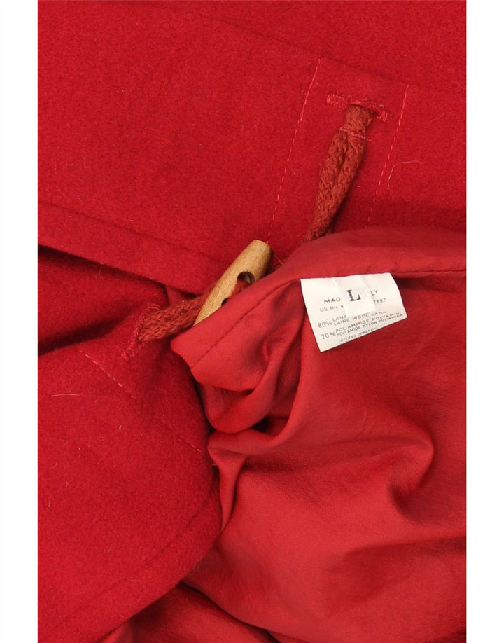 Sisley Duffle-coat surdimensionné à capuche pour femme UK 16 Large Rouge Laine