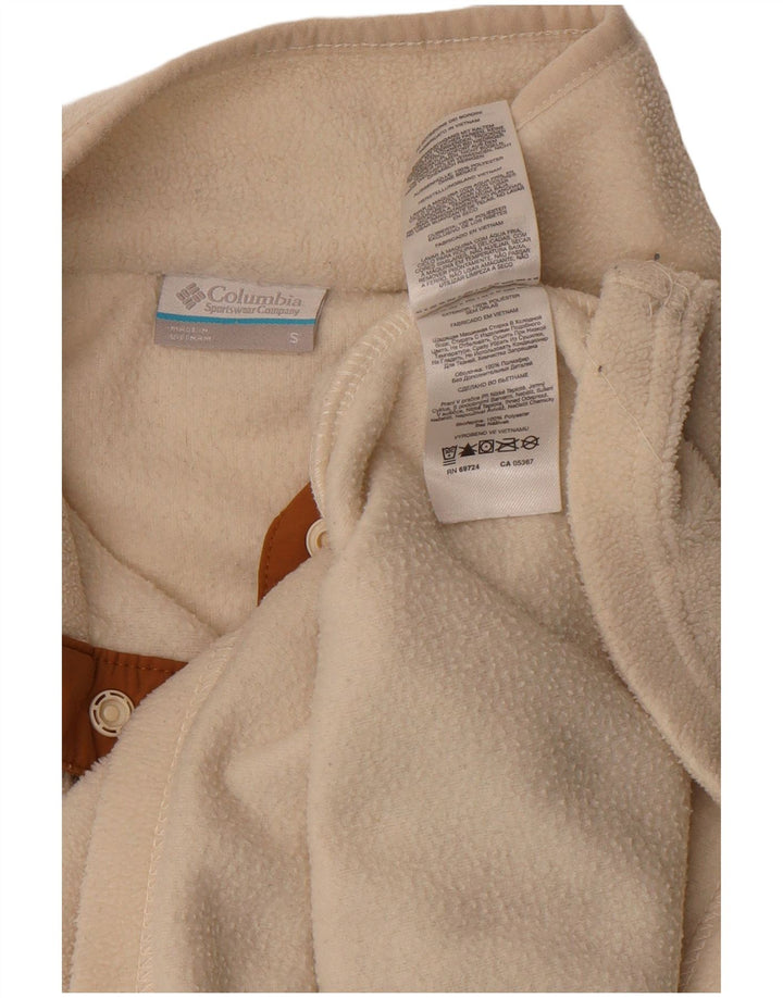 Columbia Pull polaire à col boutonné pour femme UK 10 Petit Blanc cassé Polyester