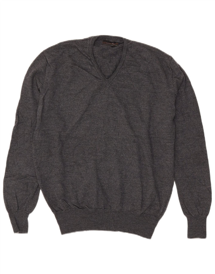 Zara Pull col V pour homme XL Gris