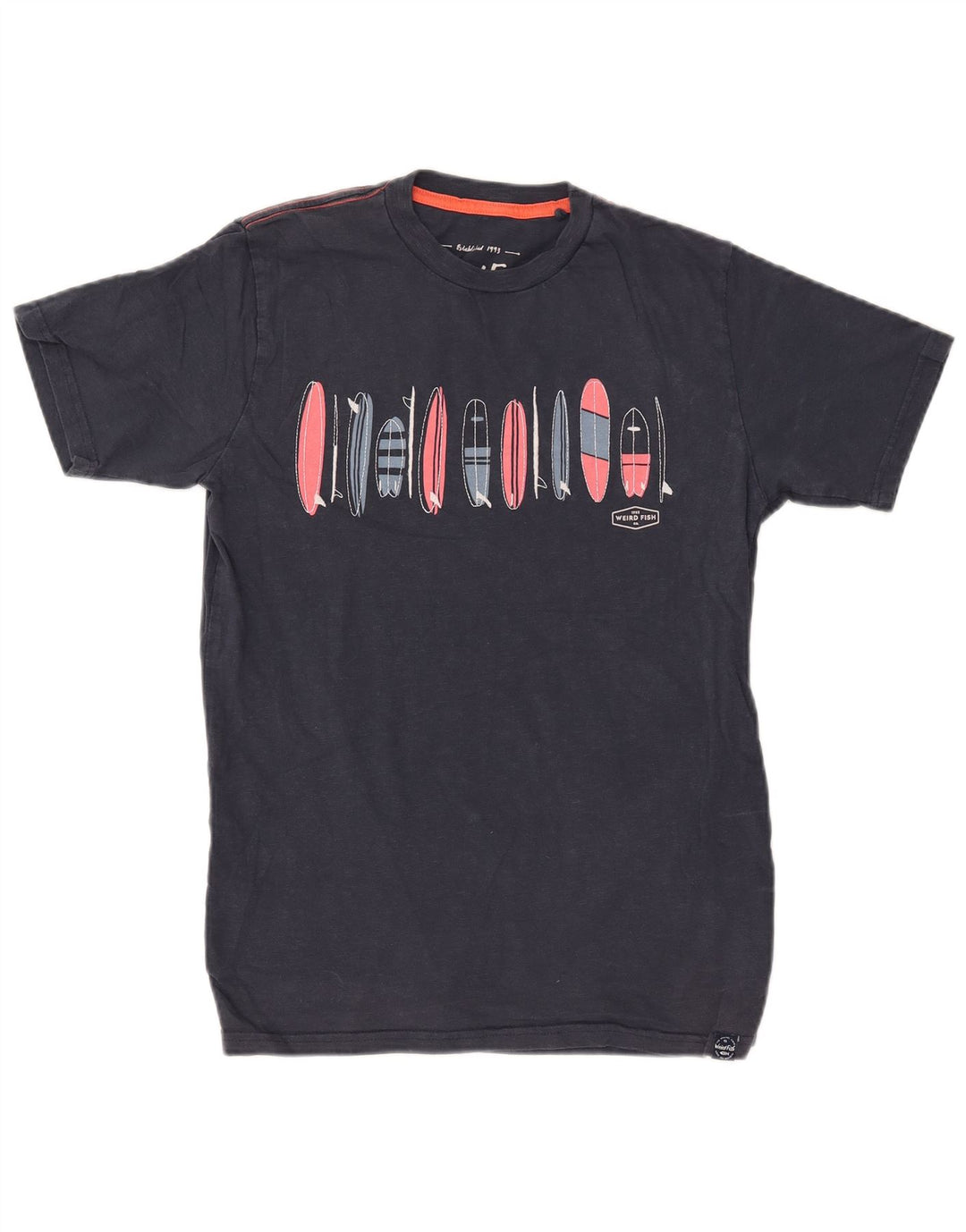 WEIRD FISH T-Shirt Graphique Homme Petit Bleu Marine Coton