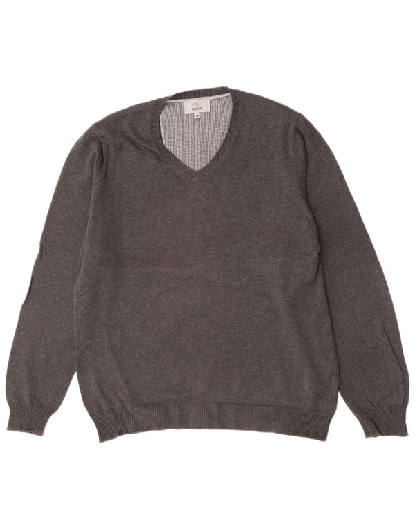 Marks & Spencer Pull coupe classique à col en V pour homme Gris moyen moucheté