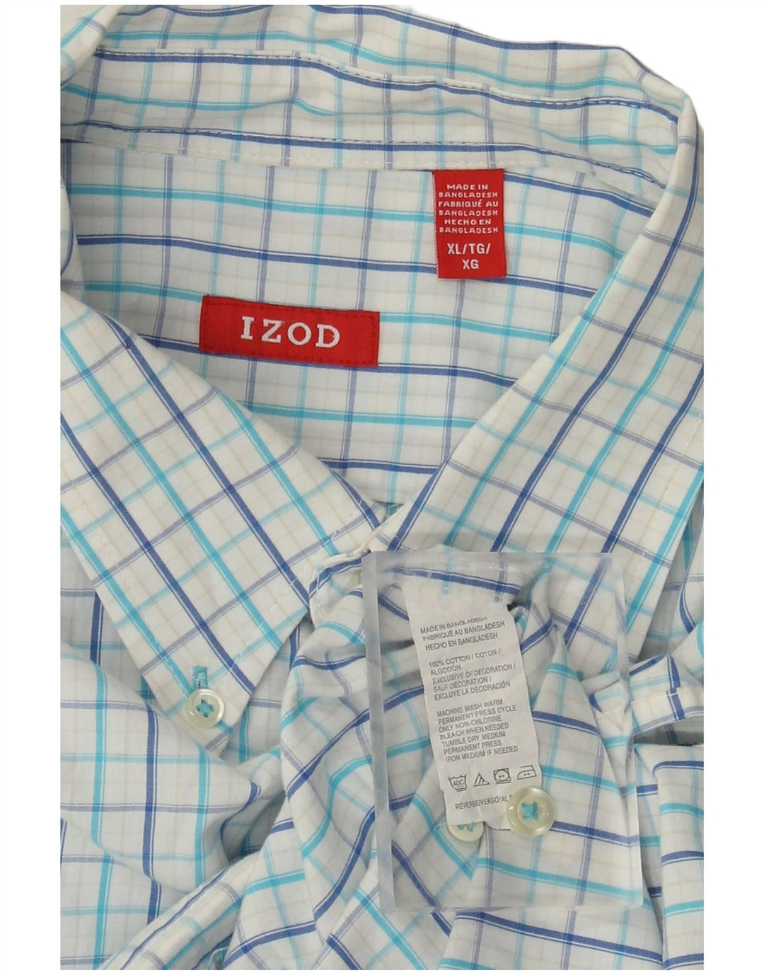 Izod Chemise à Carreaux Homme XL Blanc Carreaux Coton