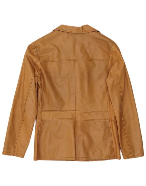 Terranova Veste blazer en cuir à 4 boutons pour femme UK 10 Petit Beige