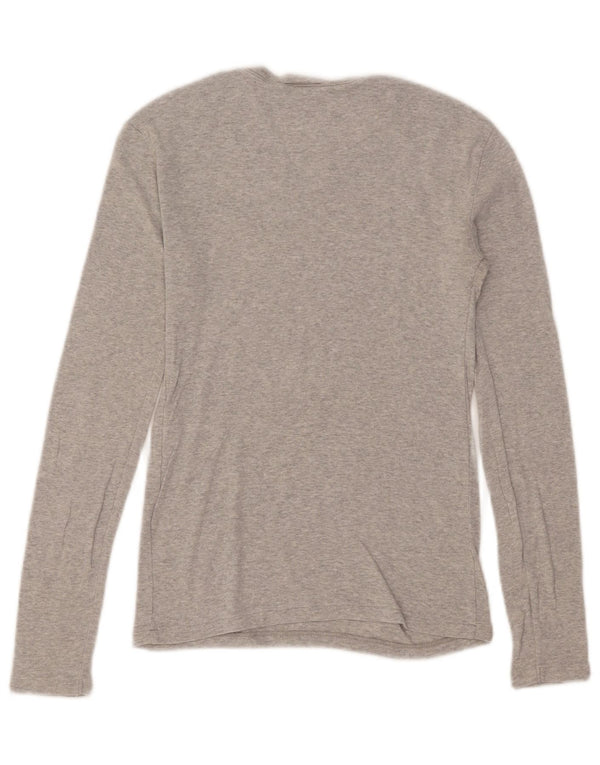 Polo Ralph Lauren Womens Top Long Sleeve UK 4 XS Grey Flecked Cotton