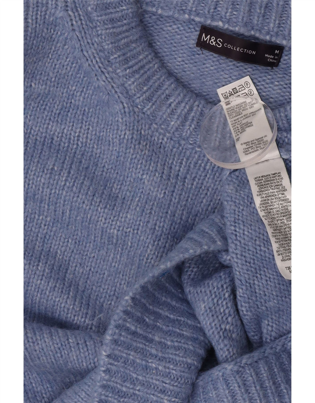Marks & Spencer Pull surdimensionné à col rond pour femme UK 14 Bleu moyen