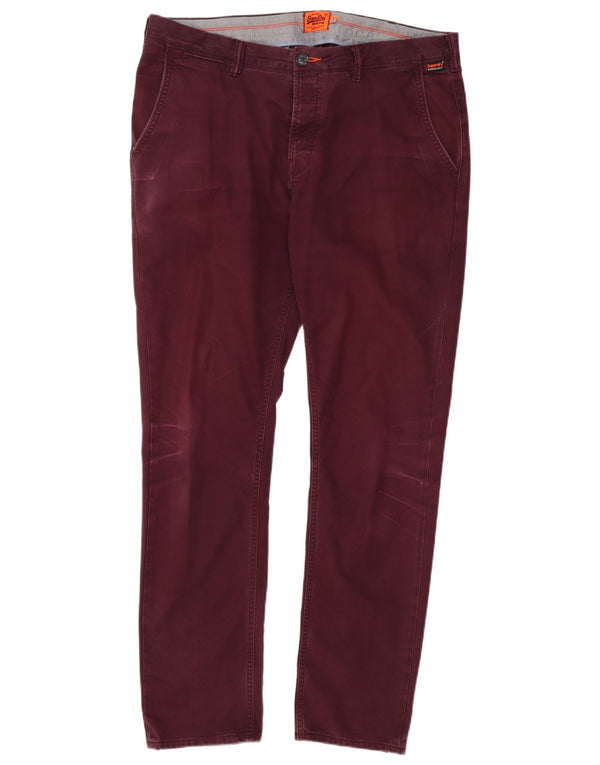 Superdry Pantalon Chino Slim Fit Homme XL W38 L32 Coton Bordeaux