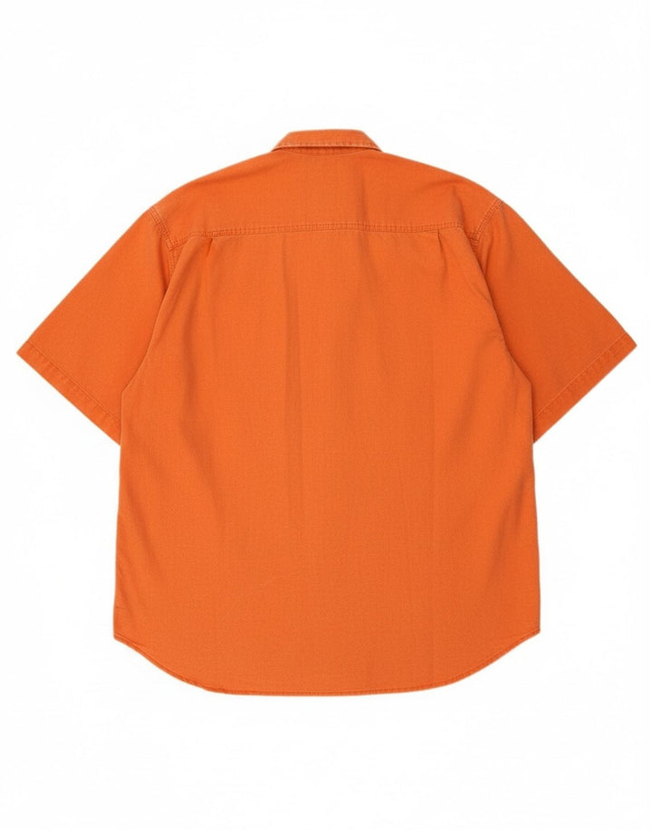 VINTAGE Mens Short Sleeve Shirt XL Orange Cotton