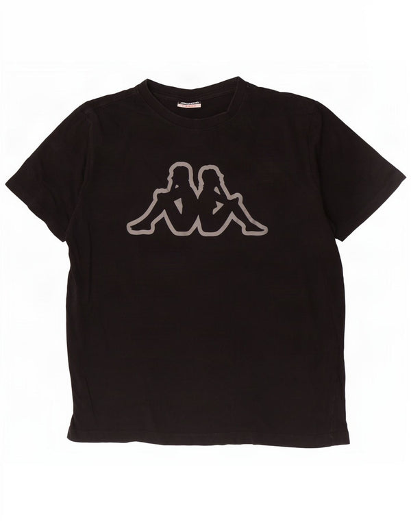 Kappa Mens Graphic T-Shirt Top Large Noir Coton