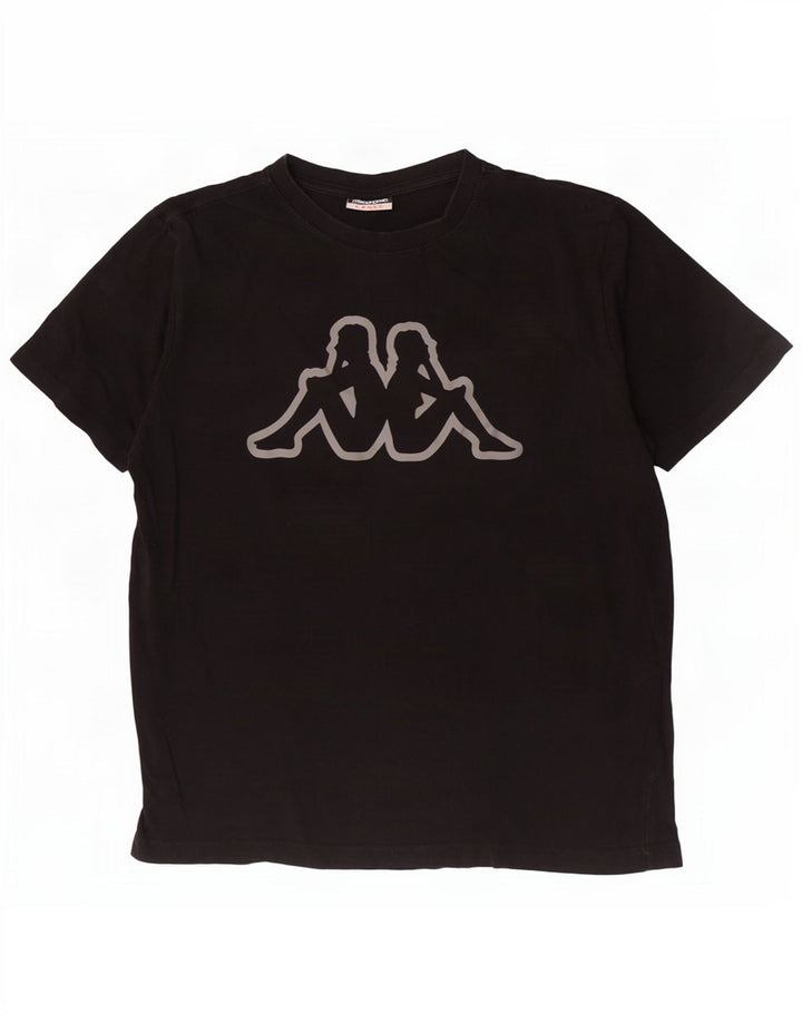 Kappa Mens Graphic T-Shirt Top Large Noir Coton