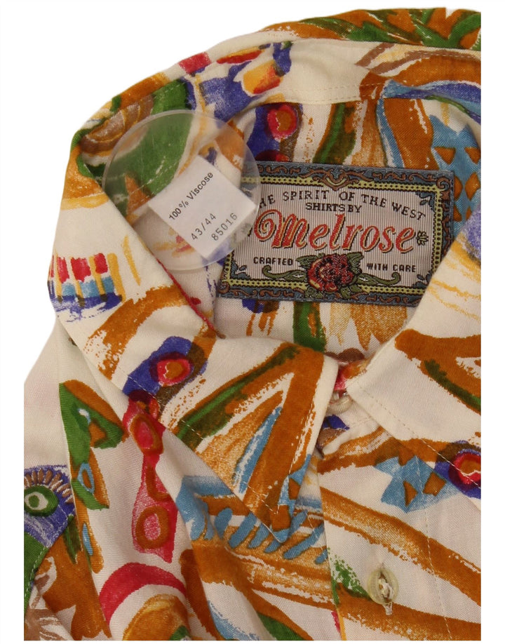 Melrose Chemise à manches courtes pour homme à motif abstrait Taille 43/44 XL Blanc cassé