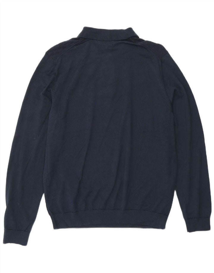 Marks & Spencer Pull à col polo pour homme Taille L Bleu marine géométrique