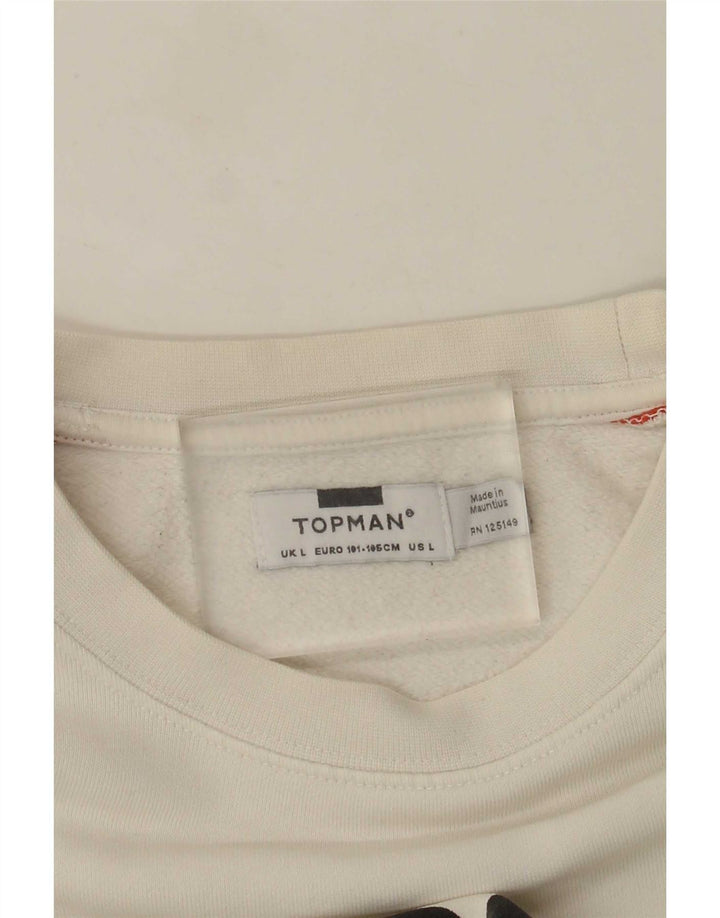 Topman Sweat-shirt graphique pour homme Large Blanc Colorblock