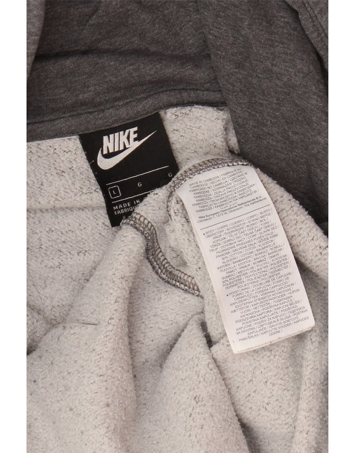 NIKE Mens Zip Hoodie Sweater Large Grey Cotton