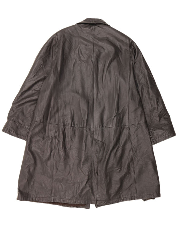 manteau en cuir femme vintage UK 16 Grand Noir