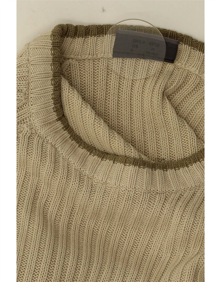vintage Mens Boat Neck Jumper Pull Moyen Vert Rayé