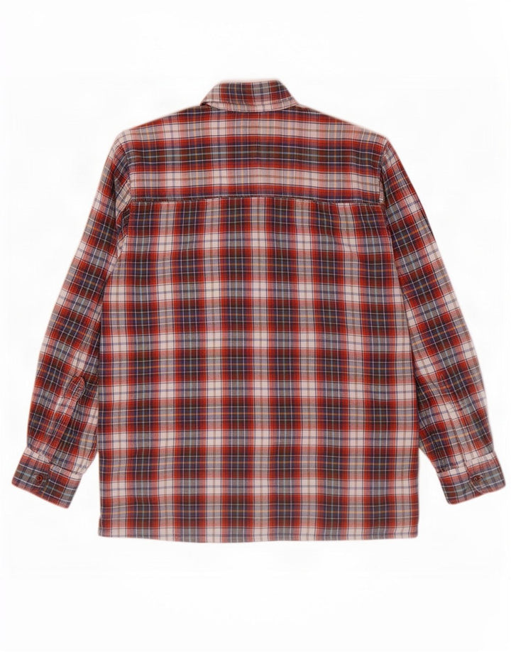 Follie Chemise en flanelle homme rouge moyen à carreaux en coton