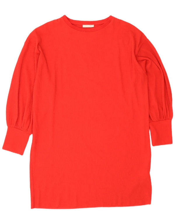 Zara Robe de tente surdimensionnée à manches longues pour femme UK 16 Large Rouge Polyester