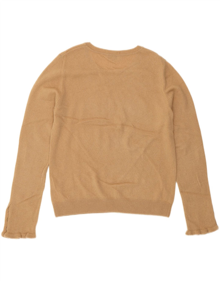 Hobbs Pull à col rond pour femme UK 12 Laine beige moyen
