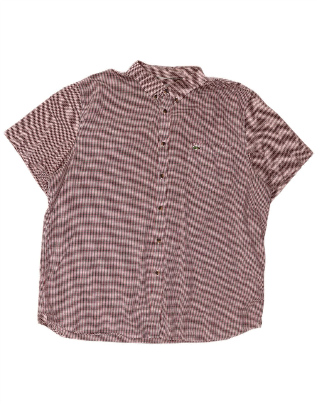 Lacoste Chemise à manches courtes pour homme Coupe régulière 2XL Rouge Vichy Coton